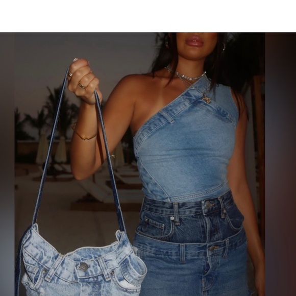 Zara symmetrical denim top - Picture 7 of 8